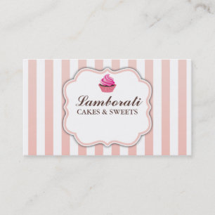 Cupcake bakkerij roze crème elegant modern visitekaartje