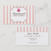 Cupcake bakkerij roze crème elegant modern visitekaartje (Voorkant / Achterkant)