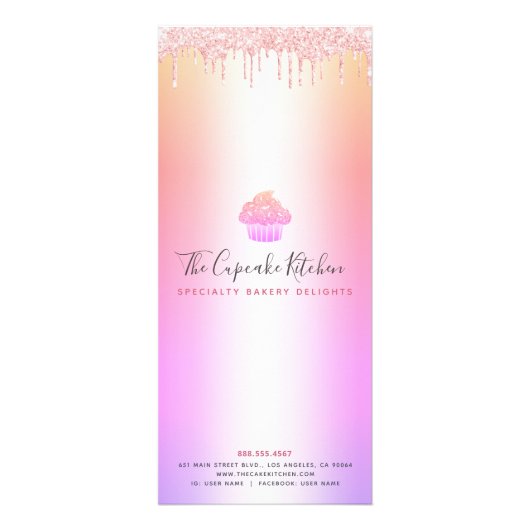 Cupcake bakkerij roze gootsteen Rainbow Ombre Menu (Achterkant)