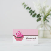 Cupcake bakkerij roze legant modern visitekaartje (Staand voorkant)