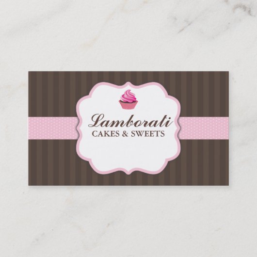 Cupcake bakkerij roze legant modern visitekaartje (Voorkant)