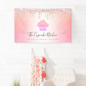 Cupcake bakkerij roze roze rozenrok spandoek (Insitu)