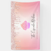 Cupcake bakkerij roze roze rozenrok spandoek (Verticaal)