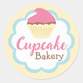 Cupcake Bakkerij Scallop Sticker Label (Voorkant)