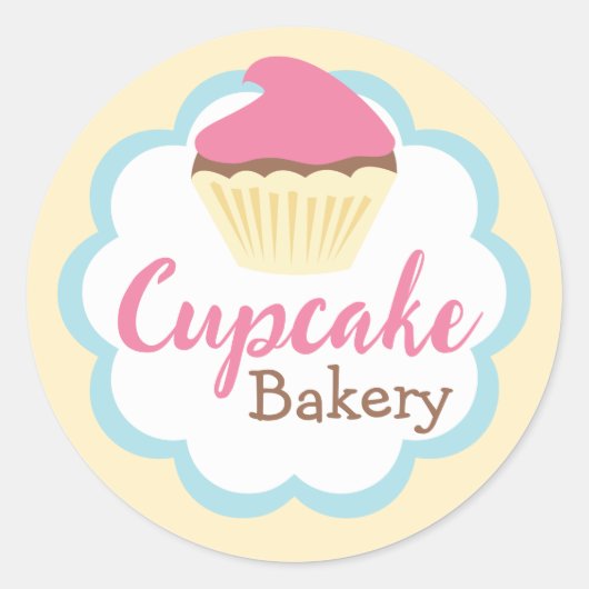 Cupcake Bakkerij Scallop Sticker Label (Voorkant)