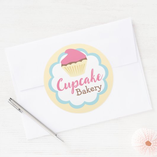 Cupcake Bakkerij Scallop Sticker Label (Envelop)