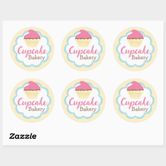 Cupcake Bakkerij Scallop Sticker Label (Vel)