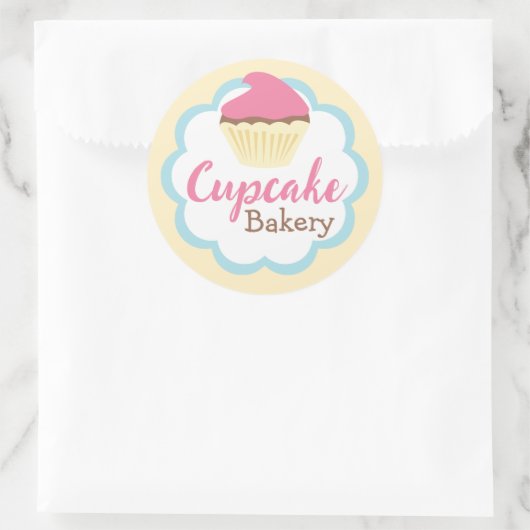 Cupcake Bakkerij Scallop Sticker Label (Tas)