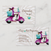Cupcake bakkerij Schudscooter Girl Zebra Moderne Visitekaartje (Voorkant / Achterkant)