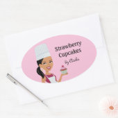 Cupcake Bakkerij Sticker met Karakter Ontwerp #1 (Envelop)
