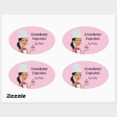 Cupcake Bakkerij Sticker met Karakter Ontwerp #1 (Vel)