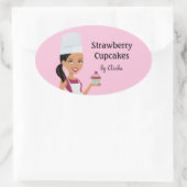 Cupcake Bakkerij Sticker met Karakter Ontwerp #1 (Tas)