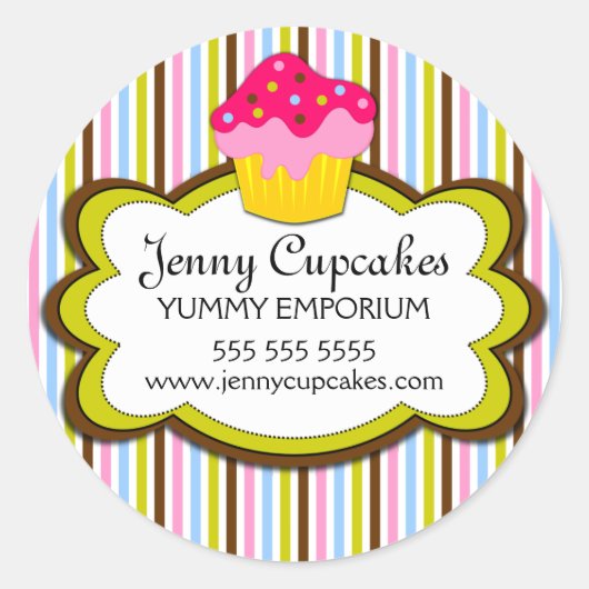 Cupcake Bakkerij Stickers (Voorkant)