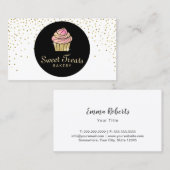 Cupcake bakkerij Sweet Behandelt Cute Gold Confett Visitekaartje (Voorkant / Achterkant)