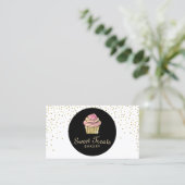 Cupcake bakkerij Sweet Behandelt Cute Gold Confett Visitekaartje (Staand voorkant)