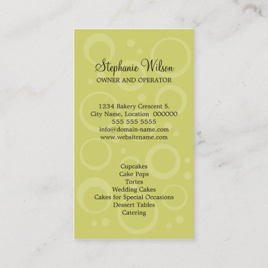 Cupcake bakkerij visitekaartje (Achterkant)
