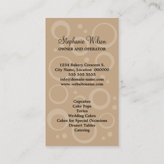 Cupcake bakkerij visitekaartje (Achterkant)