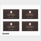 Cupcake bakkerij Visitekaartje bruine labelsticker Rechthoekige Sticker (Vel)