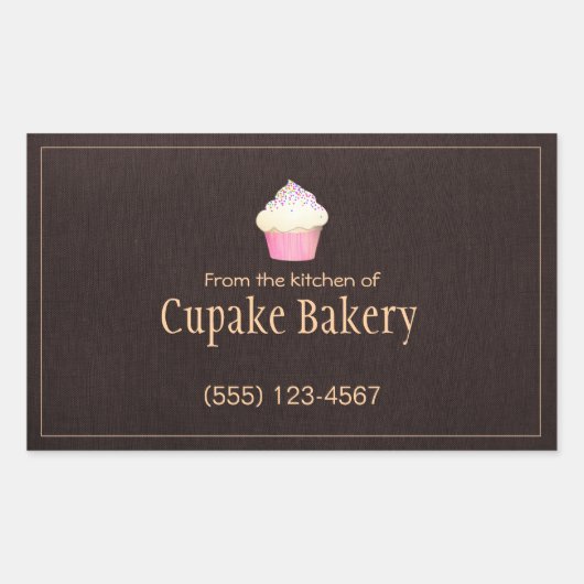 Cupcake bakkerij Visitekaartje bruine labelsticker Rechthoekige Sticker (Voorkant)