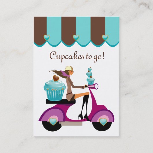 Cupcake bakkerij Visitekaartje scooter Girl Canopy (Voorkant)