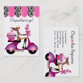 Cupcake bakkerij Visitekaartje scooter Girl Zebra (Voorkant / Achterkant)