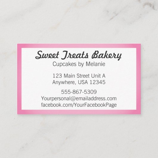 Cupcake bakkerij Visitekaartjes Roze (Achterkant)