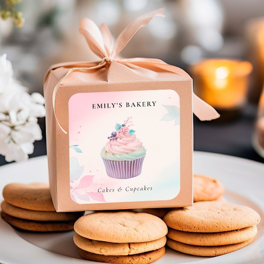 Cupcake Bakkerij Waterverf Vierkante Sticker