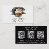 *~* Cupcake Bakkerij Winkel 3 QR Social Media Visitekaartje (Voorkant / Achterkant)