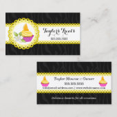 Cupcake bakkerij Zebra Gele gescand rand Visitekaartje (Voorkant / Achterkant)
