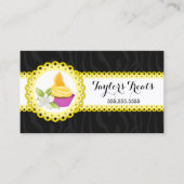 Cupcake bakkerij Zebra Gele gescand rand Visitekaartje (Voorkant)