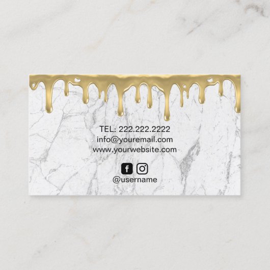 Cupcake bakkerijgoud druppelaar moderne witte marm visitekaartje (Achterkant)