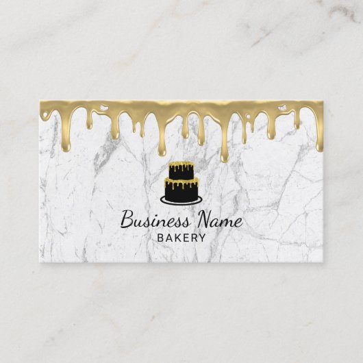 Cupcake bakkerijgoud druppelaar moderne witte marm visitekaartje (Voorkant)