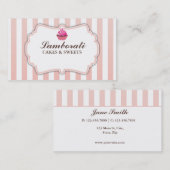 Cupcake bakkerijroze stripes visitekaartje (Voorkant / Achterkant)