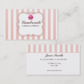 Cupcake bakkerijroze stripes visitekaartje (Voorkant / Achterkant)
