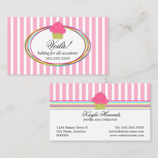 Cupcake bakkerijroze visitekaartje (Voorkant / Achterkant)