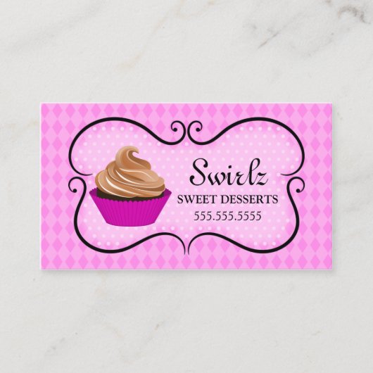 Cupcake bakkerijroze visitekaartje (Voorkant)