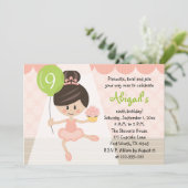 Cupcake Ballerina Birthday Brunette Kaart (Staand voorkant)