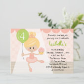 Cupcake Ballerina Birthday Invitation Blonde Kaart (Staand voorkant)