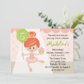 Cupcake Ballerina Birthday Invitation Redhead Kaart (Staand voorkant)