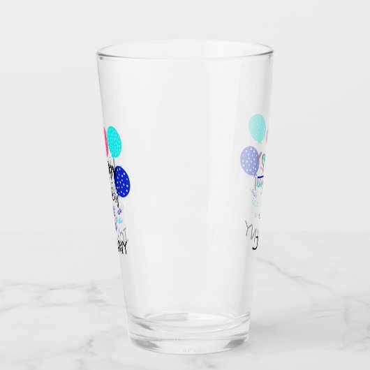 Cupcake & Balloons Happy Birthday-tekst - Glas (Links)