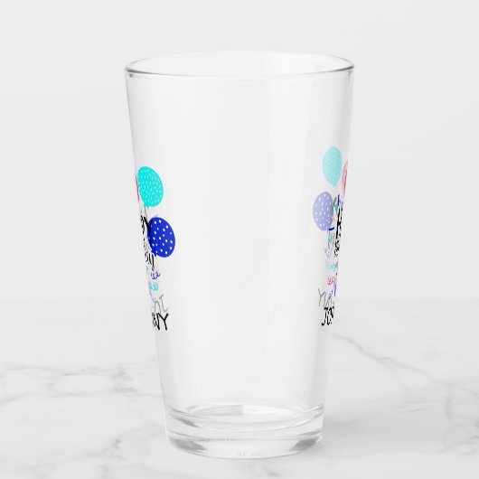 Cupcake & Balloons Happy Birthday-tekst - Glas (Rechts)