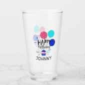 Cupcake & Balloons Happy Birthday-tekst - Glas (Voorkant)
