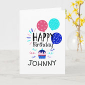 Cupcake & Balloons Happy Birthday-tekst - Kaart (Gele Bloem)