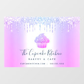 Cupcake Banketbakkerij Banketbakker Paarse Glitter Raamsticker (Vel)