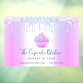 Cupcake Banketbakkerij Banketbakker Paarse Glitter Raamsticker (Vel 3)