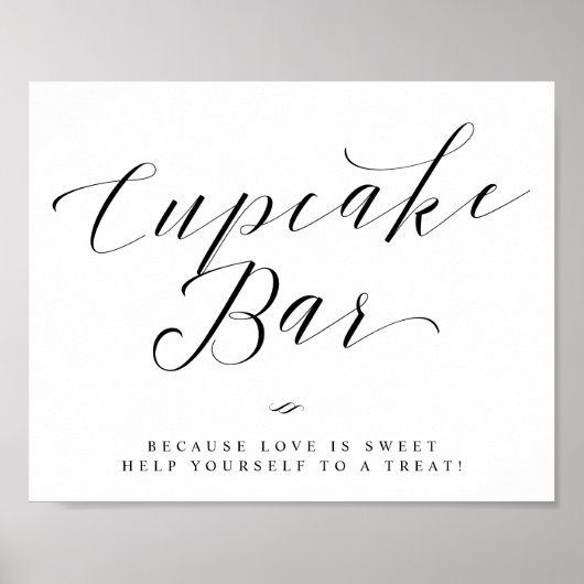 Cupcake Bar Chic Bruidsfeest of Trouwfeest Bord Poster (Voorkant)