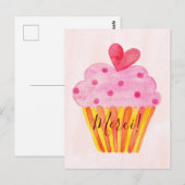 Cupcake bedank kaart - Merci (Voorkant / Achterkant)