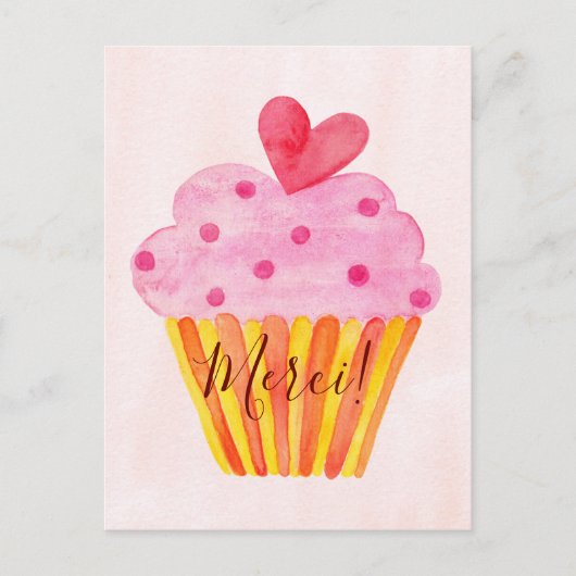 Cupcake bedankkaart - Merci Briefkaart (Voorkant)