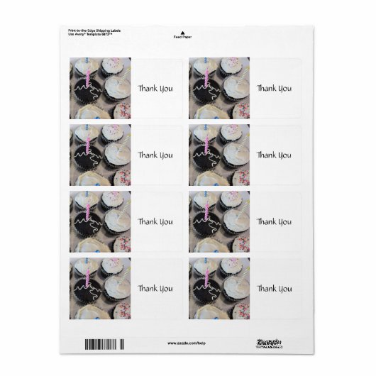 Cupcake Bedankt Etiket (Full Sheet)