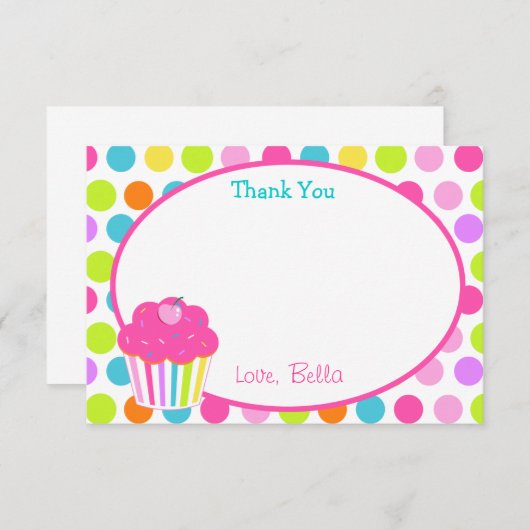 Cupcake Bedankt voor je kaarten (Voorkant / Achterkant)